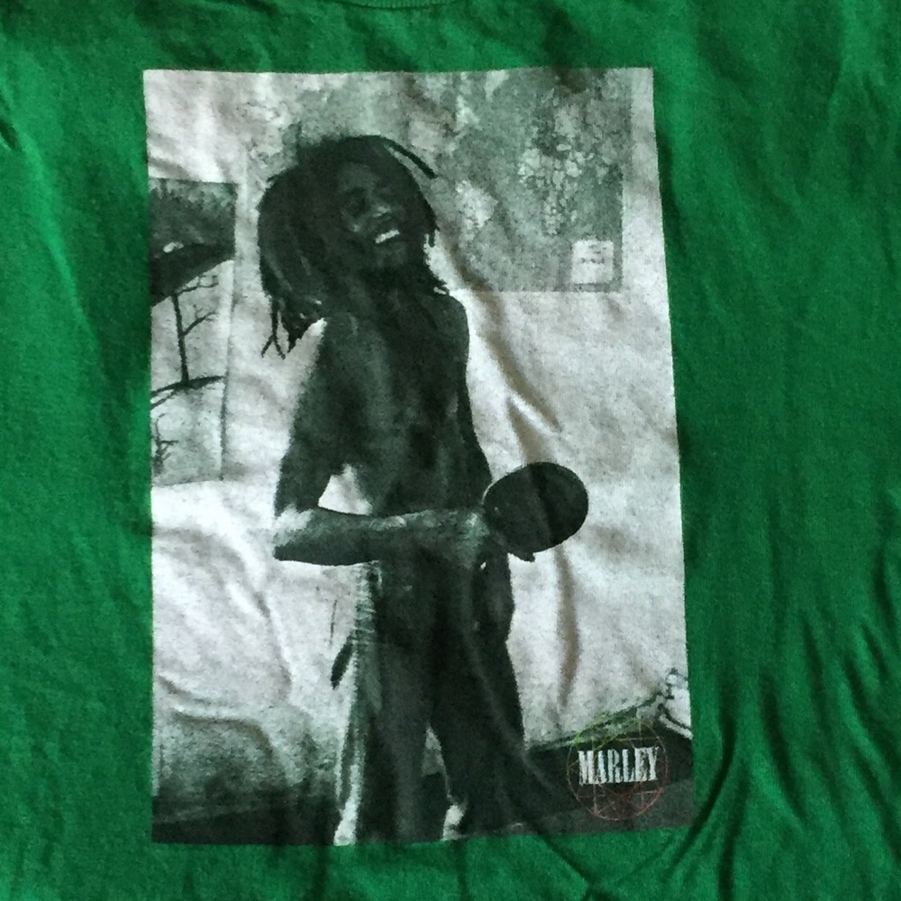 Bob Marley green Zion Rootswear T-shirt Sz L